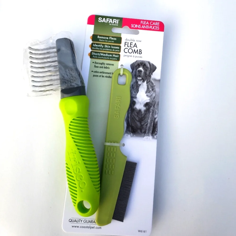 💥Dog double row flea comb and grooming rake bundle